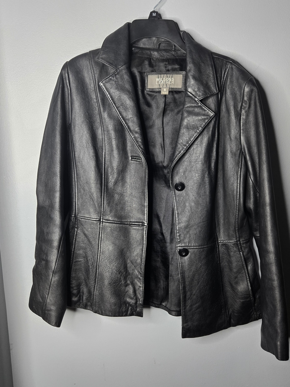 Wilsons Leather Black Genuine Leather Blazer Jacket Women's Small